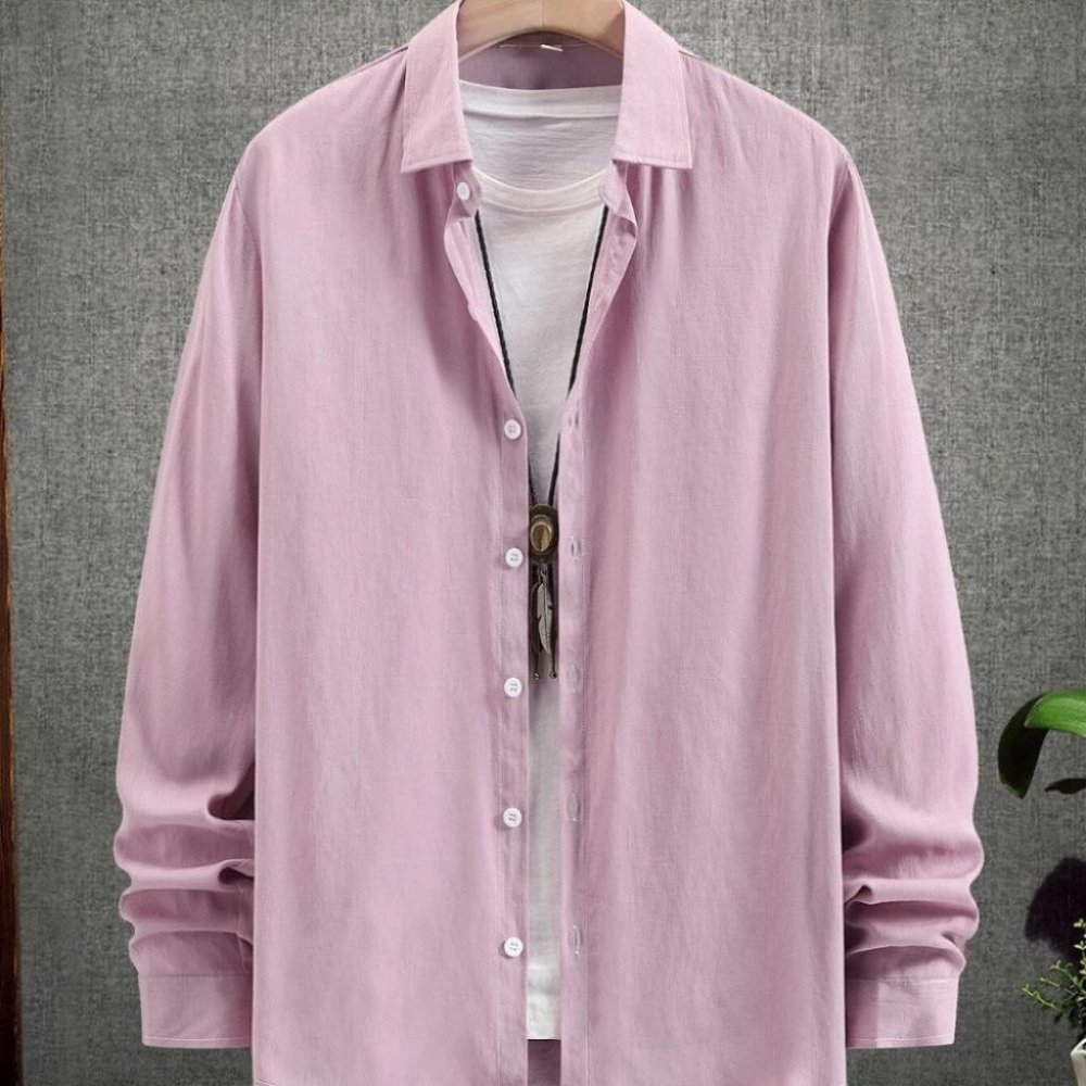 Pink Mens Button Up Shirt - Picture 2 of 5